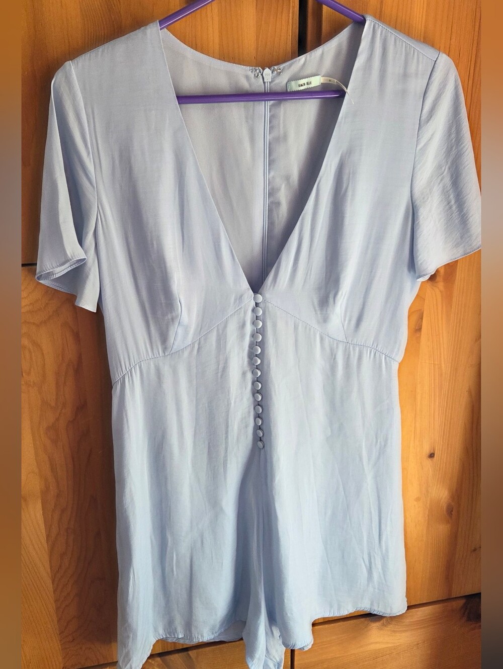 Kimchi Blue Ice Blue Short Sleeve Satin Romper Size Small